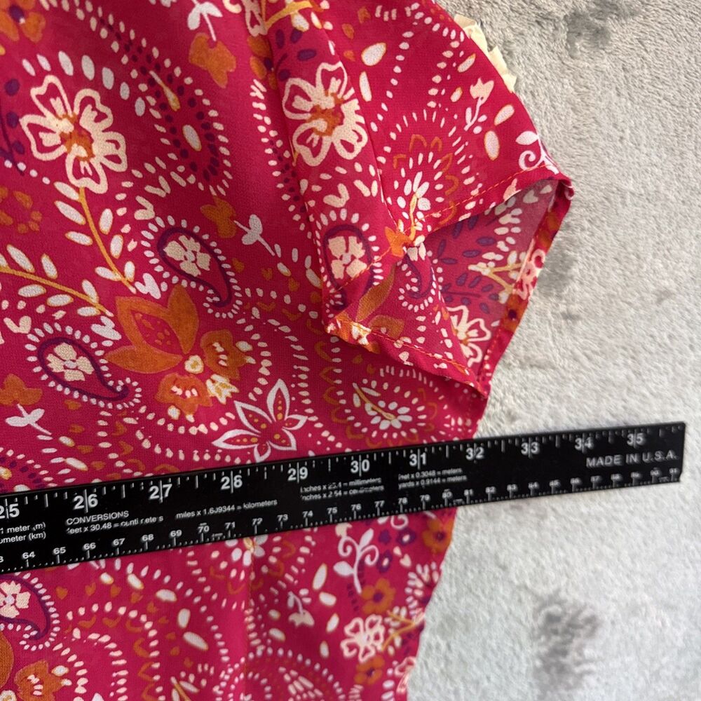 Belle by kim gravel xl tops blouse red white floral kimono cardigan - Picture 4 of 7